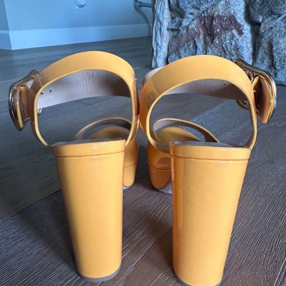 FRAME Le Carr Platform Sandals – Nectarine Patent – US 9 / EU 39.5 🍊✨ - Picture 9 of 11